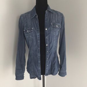 WHBM blue denim shirt.
